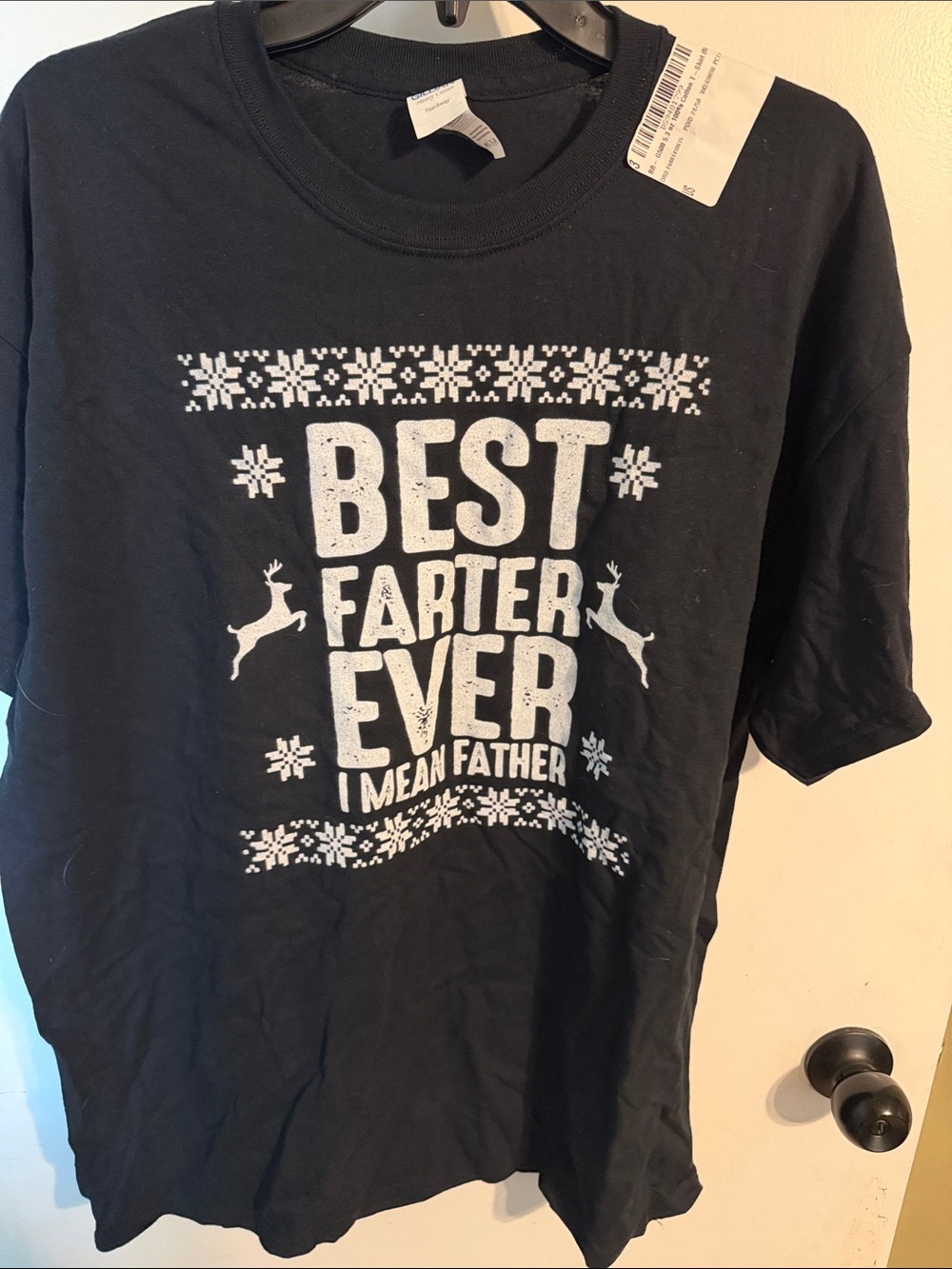 Gildan Black Kids' Short-Sleeve Tee with White Holiday Graphic